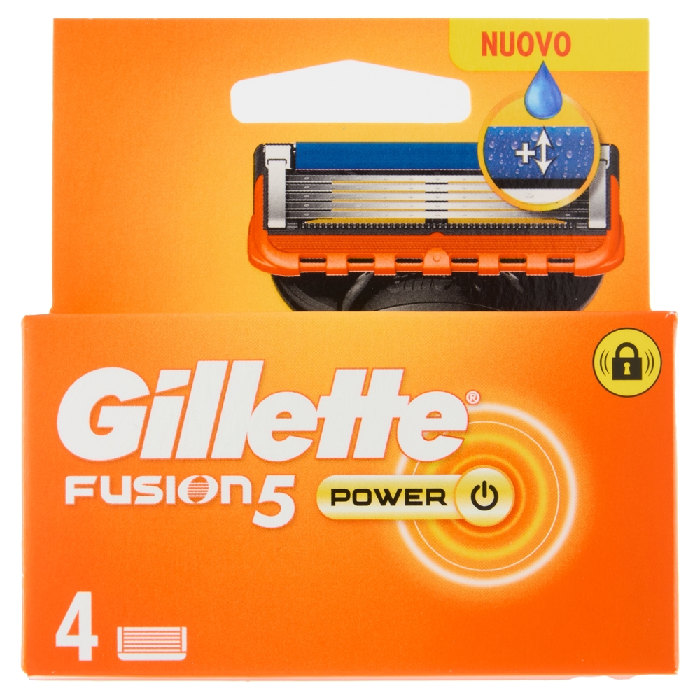 Gillette Lamette Rasoi Uomo Fusion5 Power per Rasoio a 5 Lame, Confezione da 4 Lamette Barba